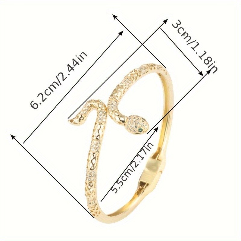 Trendy Snake-Shaped Design Diamond Bracelets |Gold - Image 3