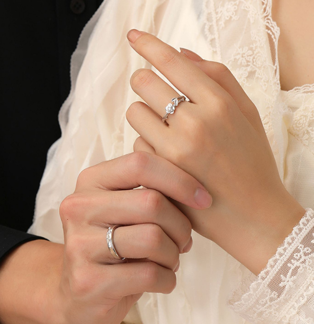 Pure Little Prince and Rose Couple Ring |Silver - Image 2