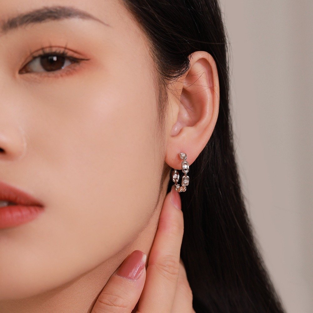 Luxury Punk Diamond Earrings |Sterling Silver - Image 2