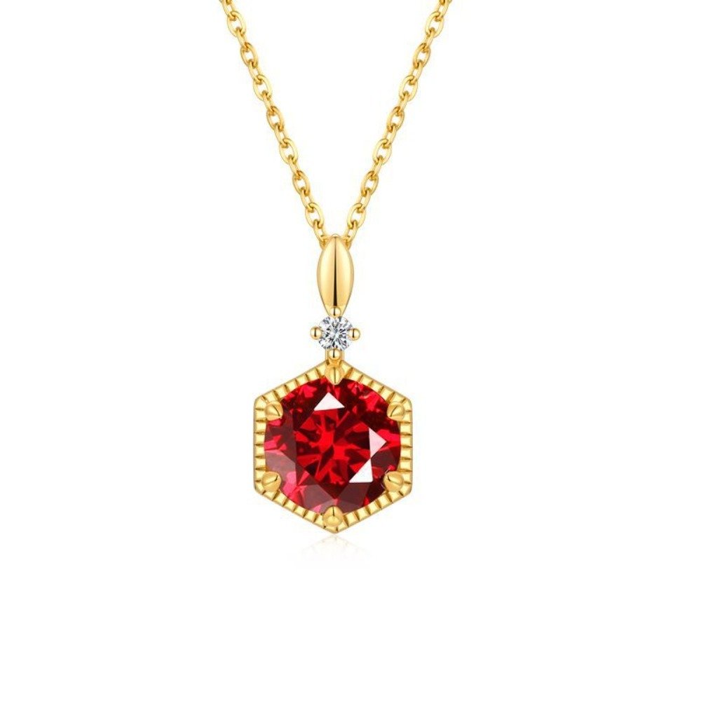Stylish Lady Hexagon Ruby Necklace |24K Gold - Image 2