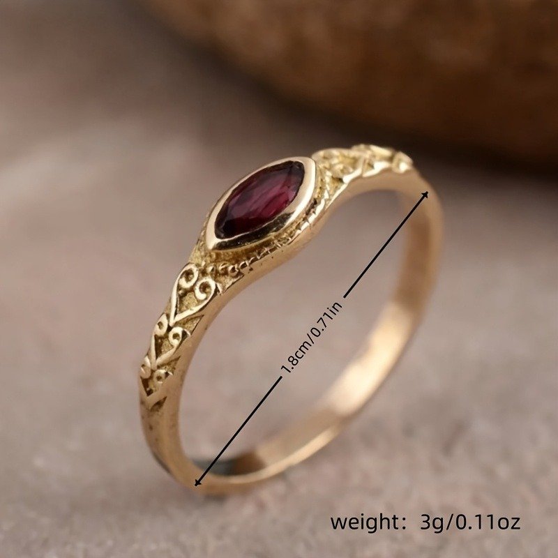 Vintage Red Cubic Zirconia Ring |24K Gold - Image 6