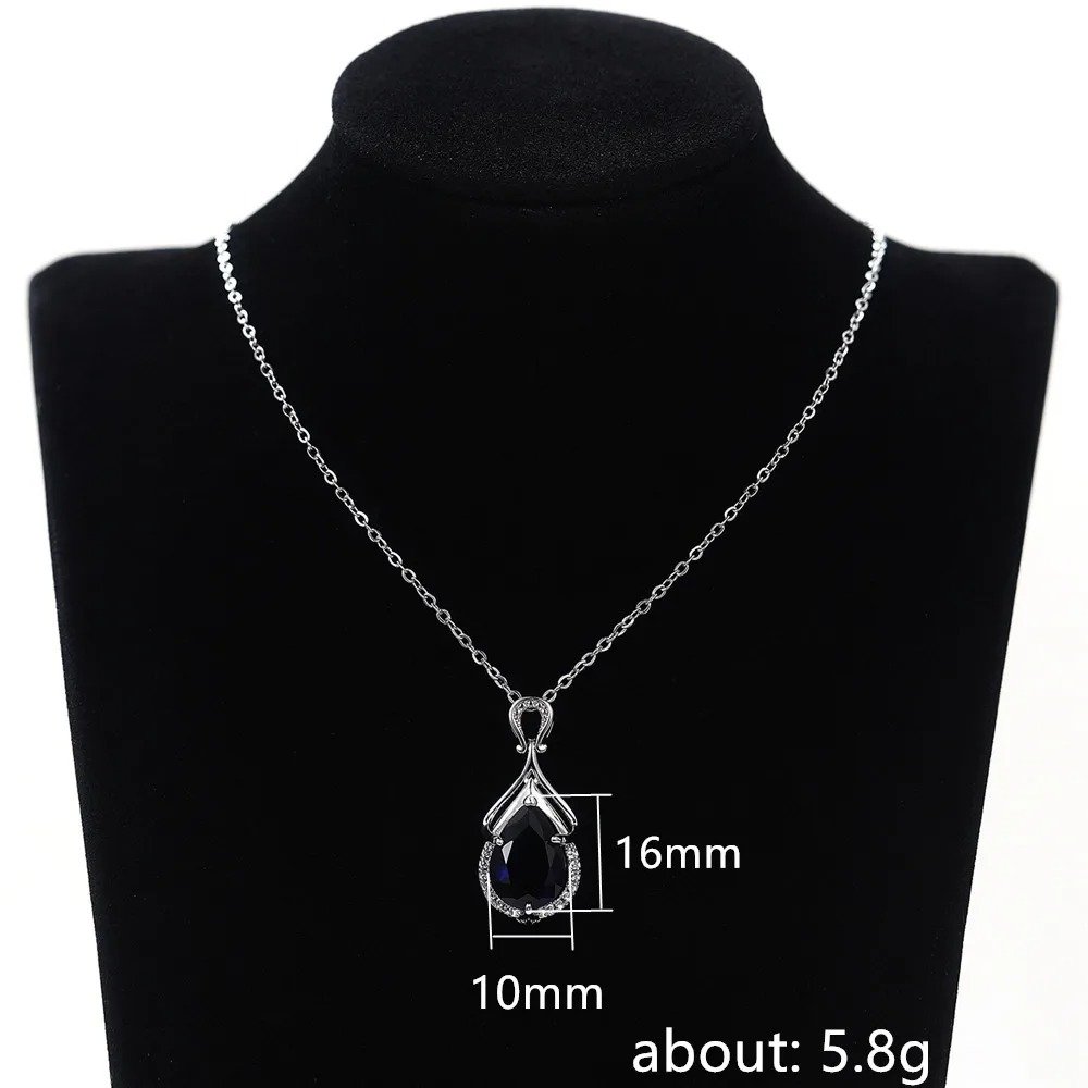 Blue Pear Pendant Necklace | Sterling Silver - Image 5