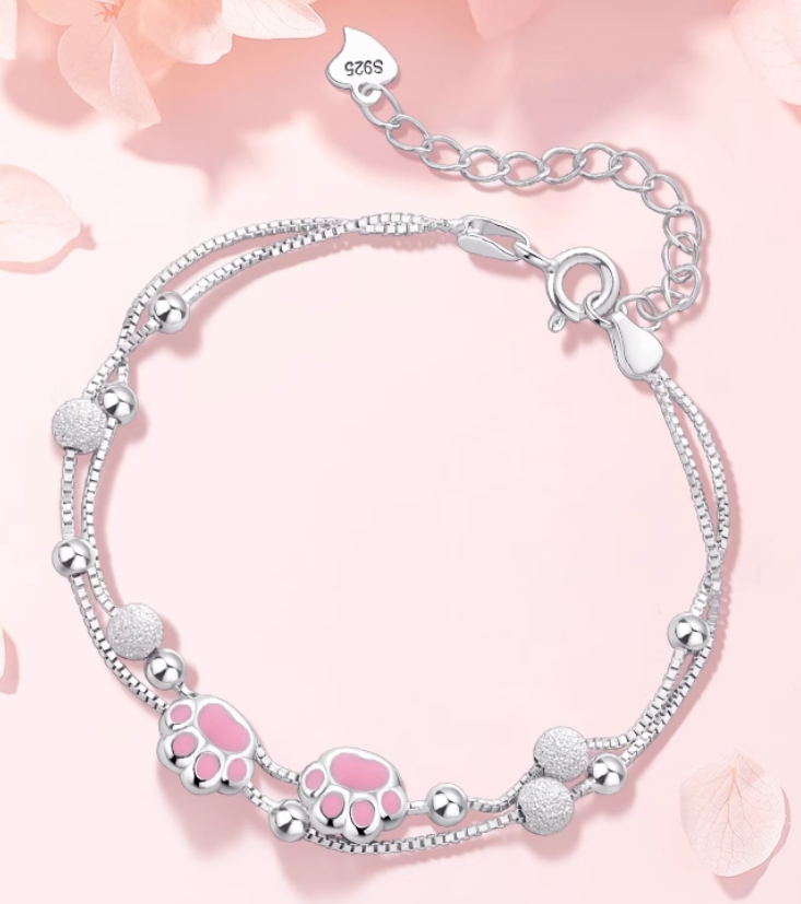 Double-layer Cute Cat Claw Bracelets |Silver - Image 2