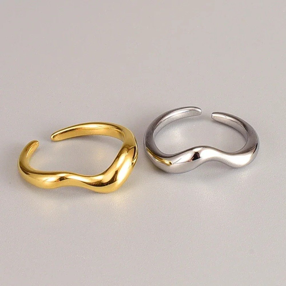 Minimalist Water Wave Ring |18K Gold