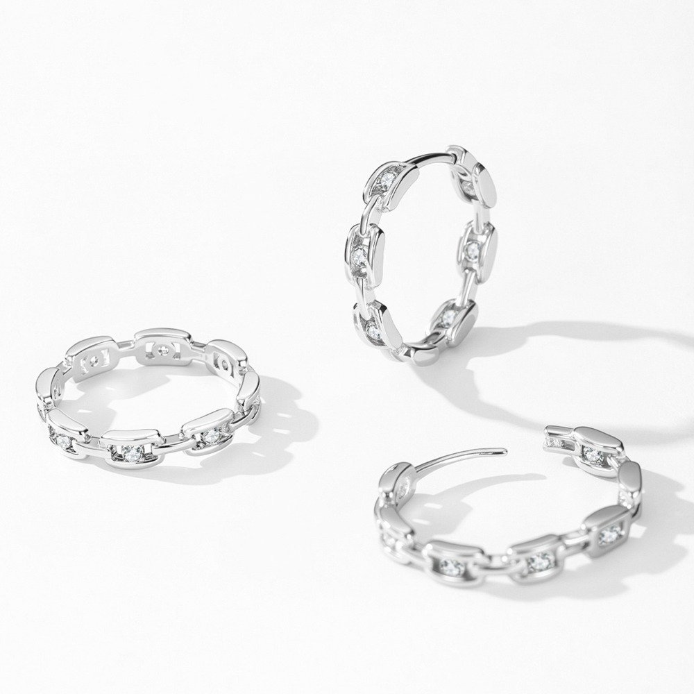 Luxury Punk Diamond Earrings |Sterling Silver - Image 4
