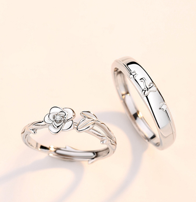 Pure Little Prince and Rose Couple Ring |Silver - Image 3